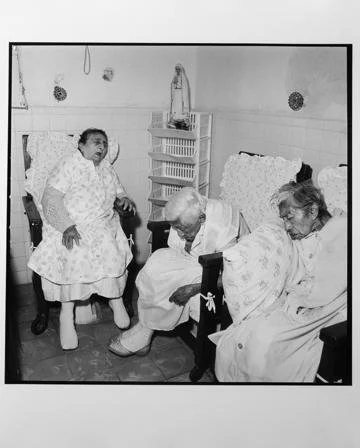 Rosalind Fox Solomon,  No title found (Mahon 657- 3 people in a care facility),  16" x 16"