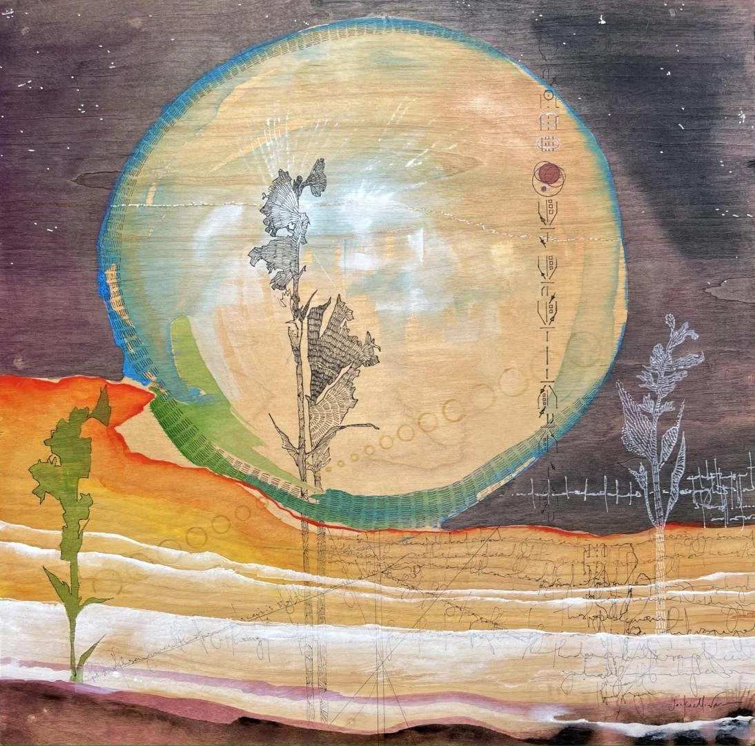 Jacks McNamara,  mixed media moon,  16" x 16"