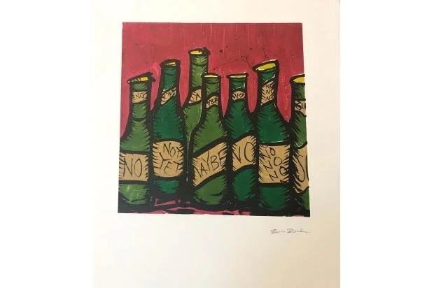 Bill Rock,   Not Yet, No, Maybe [wine clock] edition 9/40,  24" x 21.5" x 27" x 24.5" framed