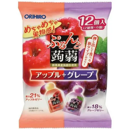 Orihiro konjac jello 12 pcs [apple/grapes] - 13kcal