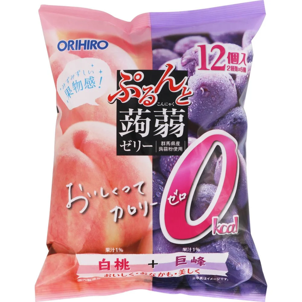 Orihiro konjac jello 12 pcs [peach/grapes] - 0kcal