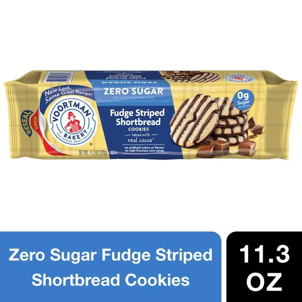 Voortman Bakery ZERO SUGAR Fudge Striped Shortbread Cookies - 130kcal