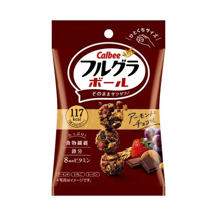 Calbee low calories oat crackers bite [almond chocolate] - 117kcal