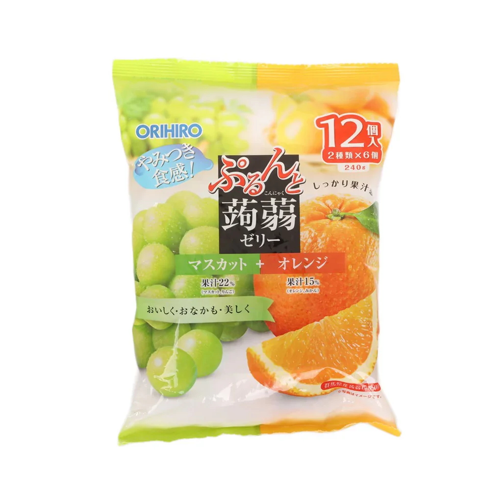 Orihiro konjac jello 12 pcs [grapes/orange] - 13kcal