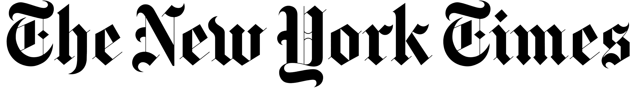 The text 'The New York Times' written in blackletter Gothic font.