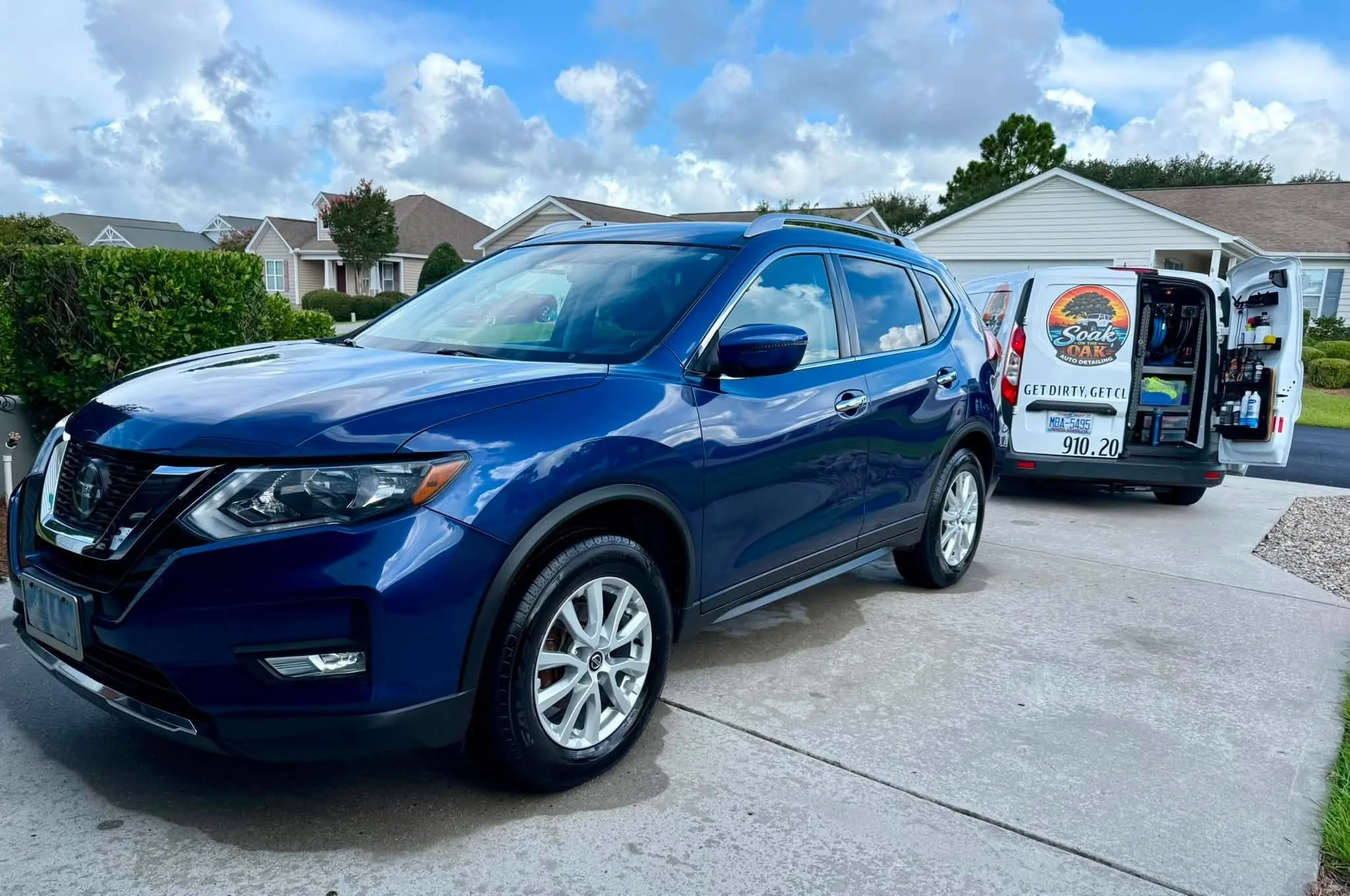 Blue Nissan Rogue exterior