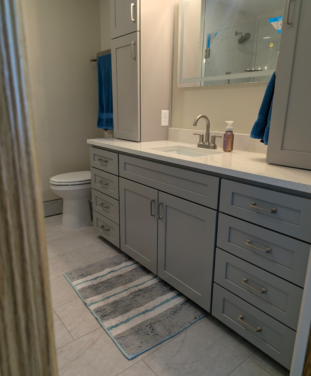 Bathroom renovation. New sink and toilet repair. 