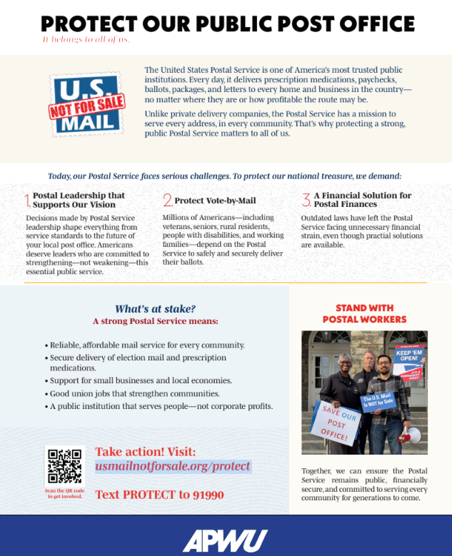 APWU’s National Day of Action to Protect Our Public Post Offices