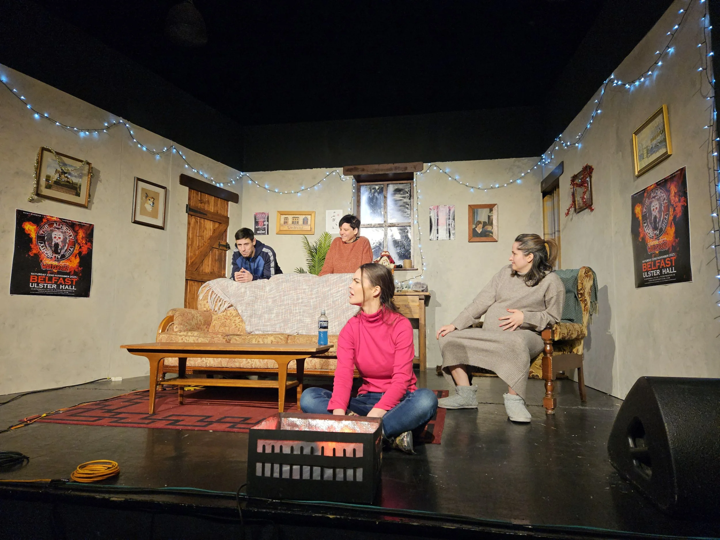 Stage shot from Baby It's Cold Outside showing full cast during Act 2