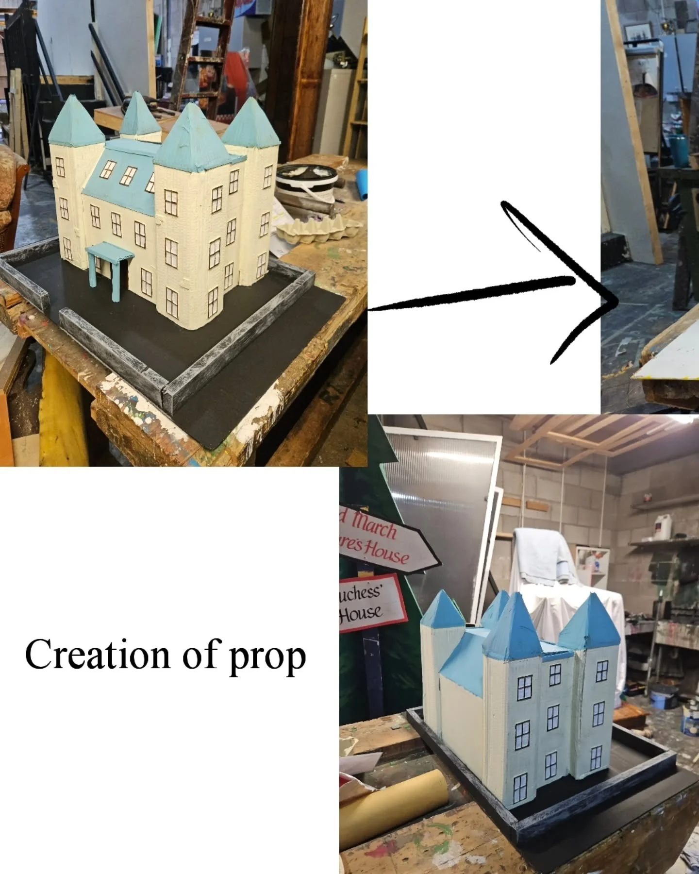 A model house I made for Soldier Pike out of cardboard and lolly pop sticks.

This needed to be lightweight to bring on and off the stage by an actor

#propcreation #stagemanager