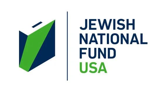 Logo of the Jewish National Fund USA featuring a stylized green and blue tree and the organization name.