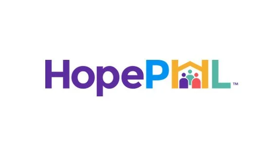HopePHIL logo with colorful text and house icon.