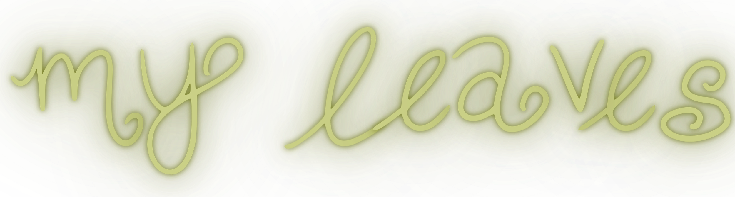 Neon sign displaying the words "my leaves" in cursive font on a green background.
