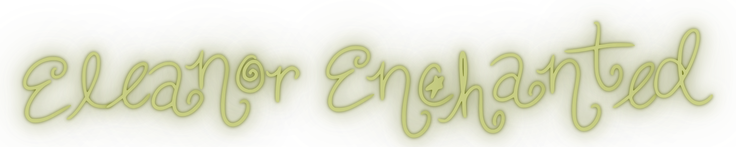 Neon sign that says 'Eleanor Enchanted' in bright yellowish-green letters.