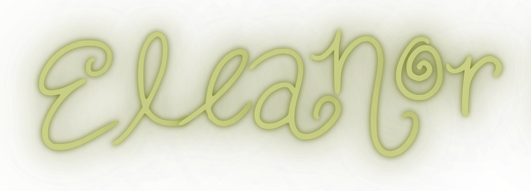 The word "Eleanor" written in a cursive, light-colored font on a green and yellow abstract background.