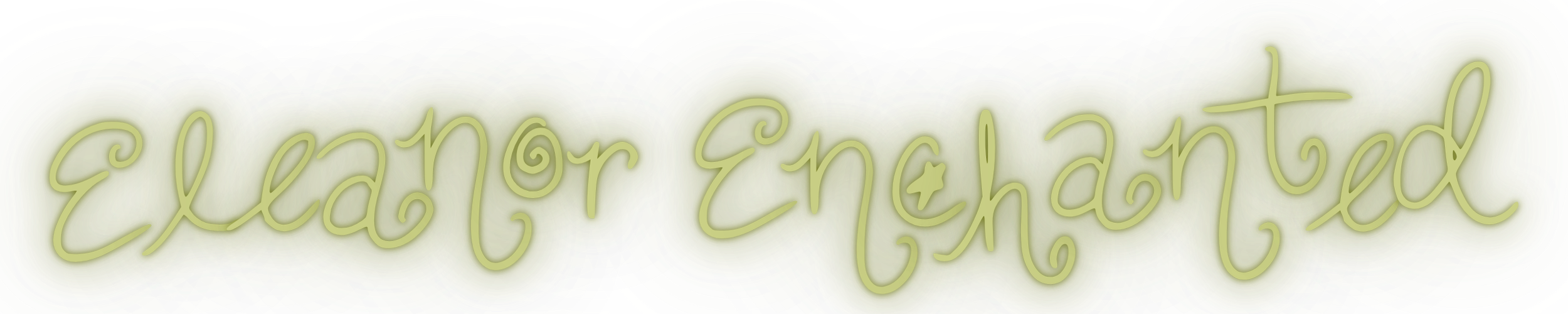 Illuminated green neon sign spelling 'Eleanor Enchanted' in cursive font.