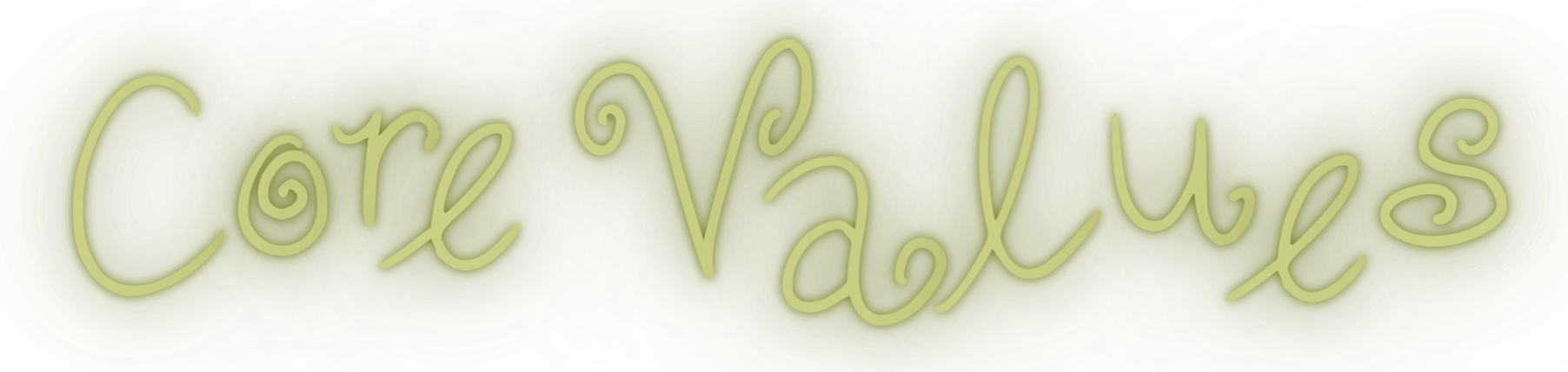 Neon-style sign with the words "Core Values" written in cursive font.