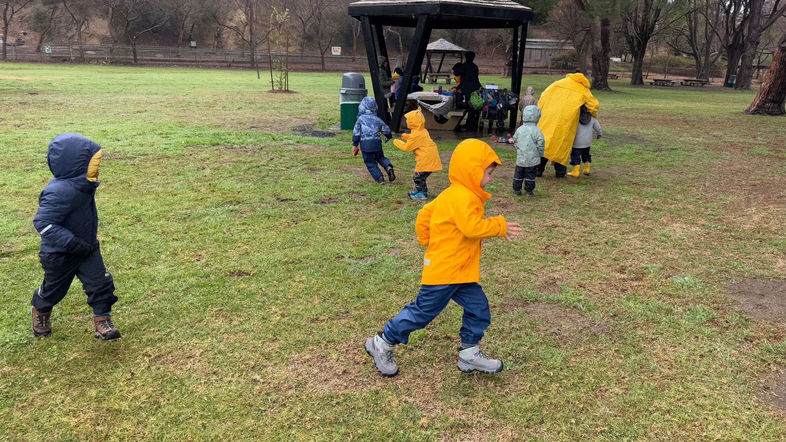 Running in the rain schoolday