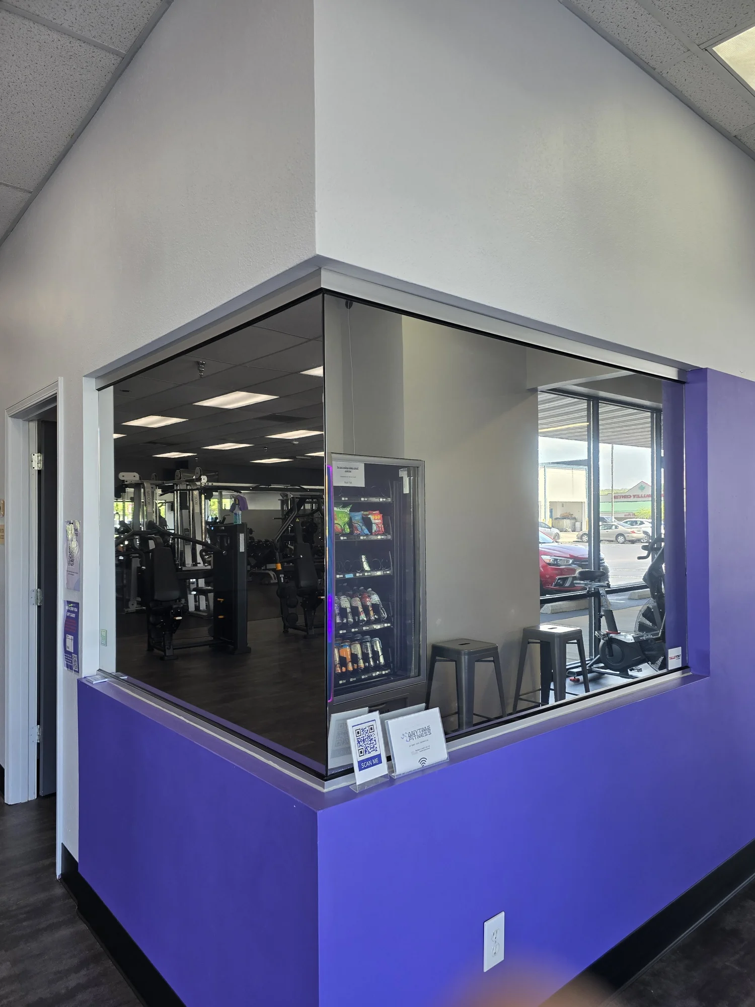 Commercial interior glass with privacy film