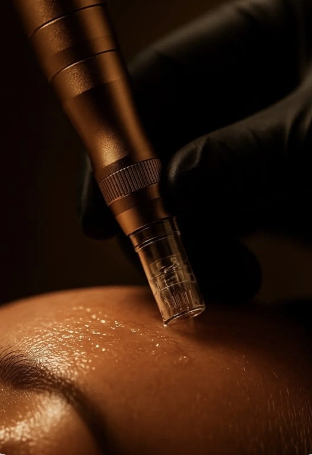 Close up of microneedling device on forehead:
PRF Microneedling treatment Brisbane | Dose Clinic West Village West End regenerative skin clinic