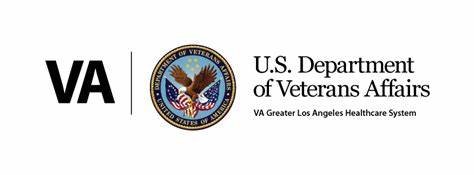Logo for the U.S. Department of Veterans Affairs, featuring a seal with an eagle, and text indicating VA Greater Los Angeles Healthcare System.