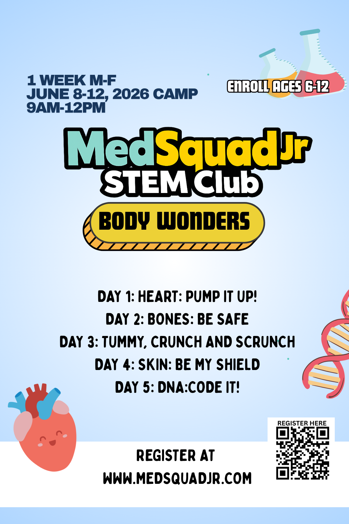 Body Wonders Summer Camp - 1 Week (Age 6-12) June 8-12, 2026 | 9am-12pm M-F