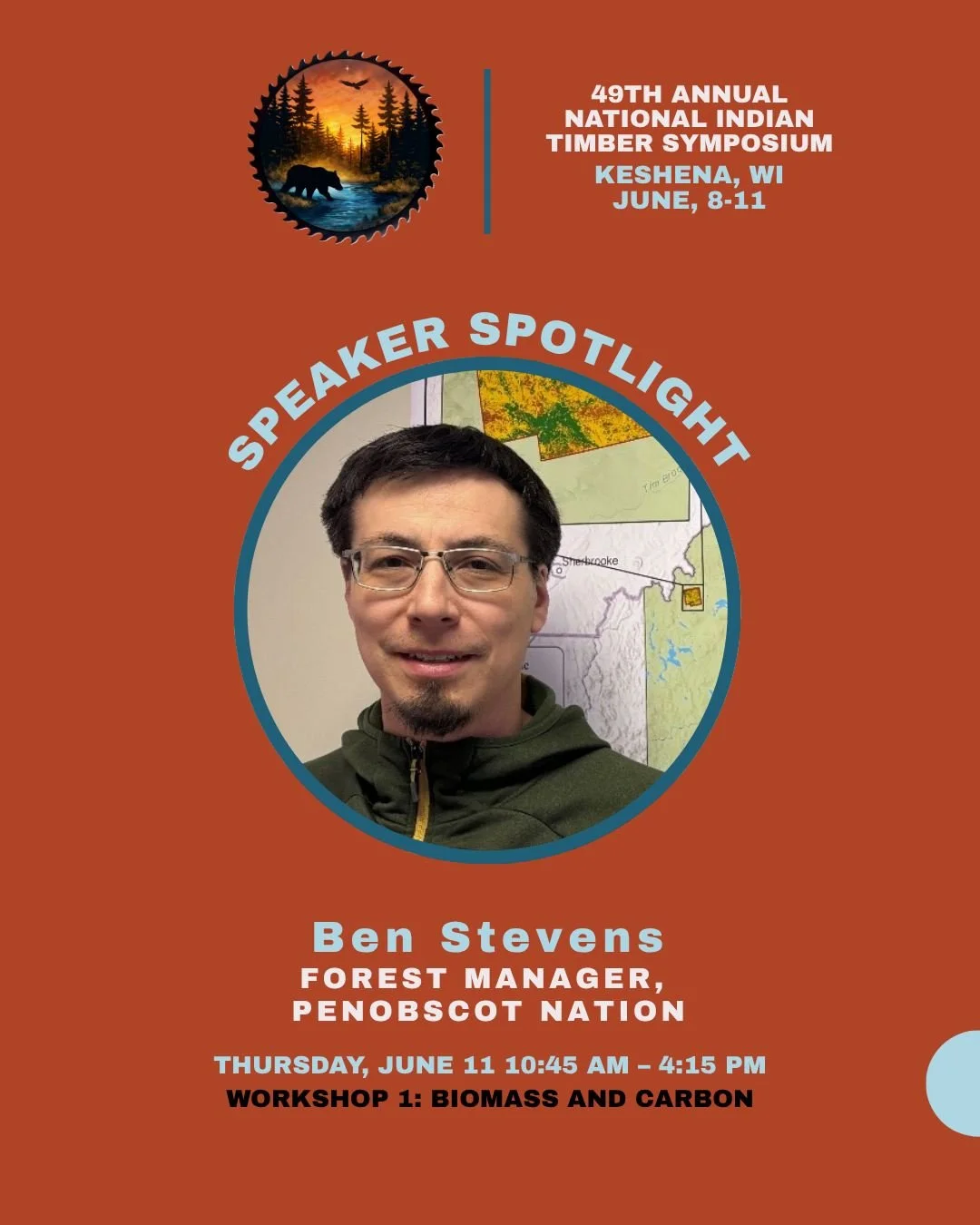 🔥 Speaker Spotlight: Ben Stevens

Ben Stevens is a member of the Passamaquoddy Tribe in Maine and Tobique First Nation in New Brunswick. With nearly two decades of experience working in and around forests &mdash; from hand cutting and arboriculture 