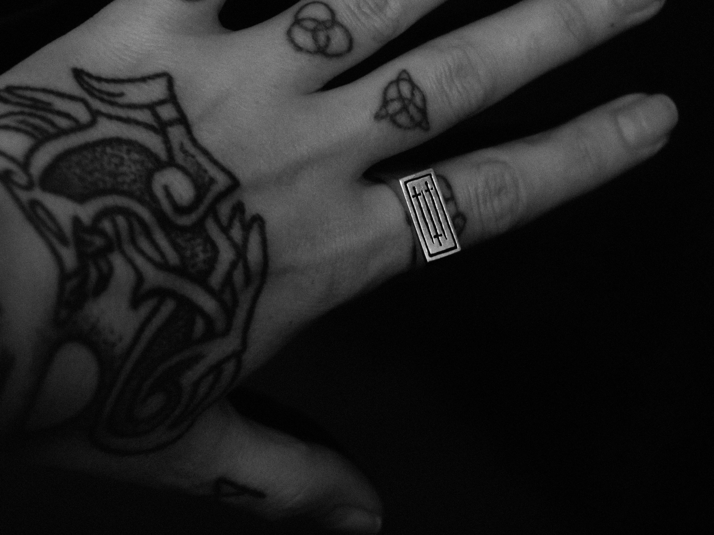 Three of Swords Tarot Signet Ring