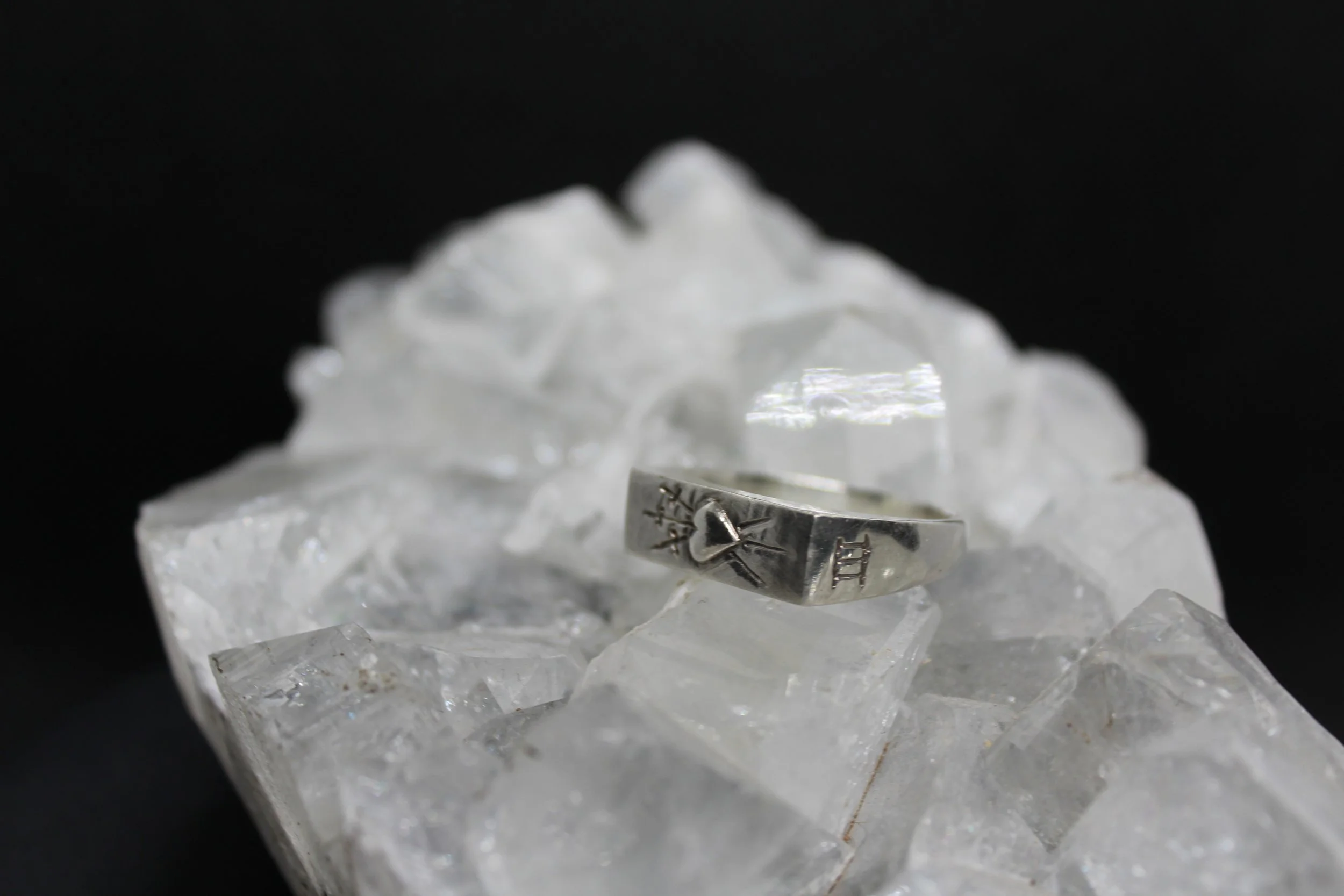 III of Swords Tarot Silver Signet Ring