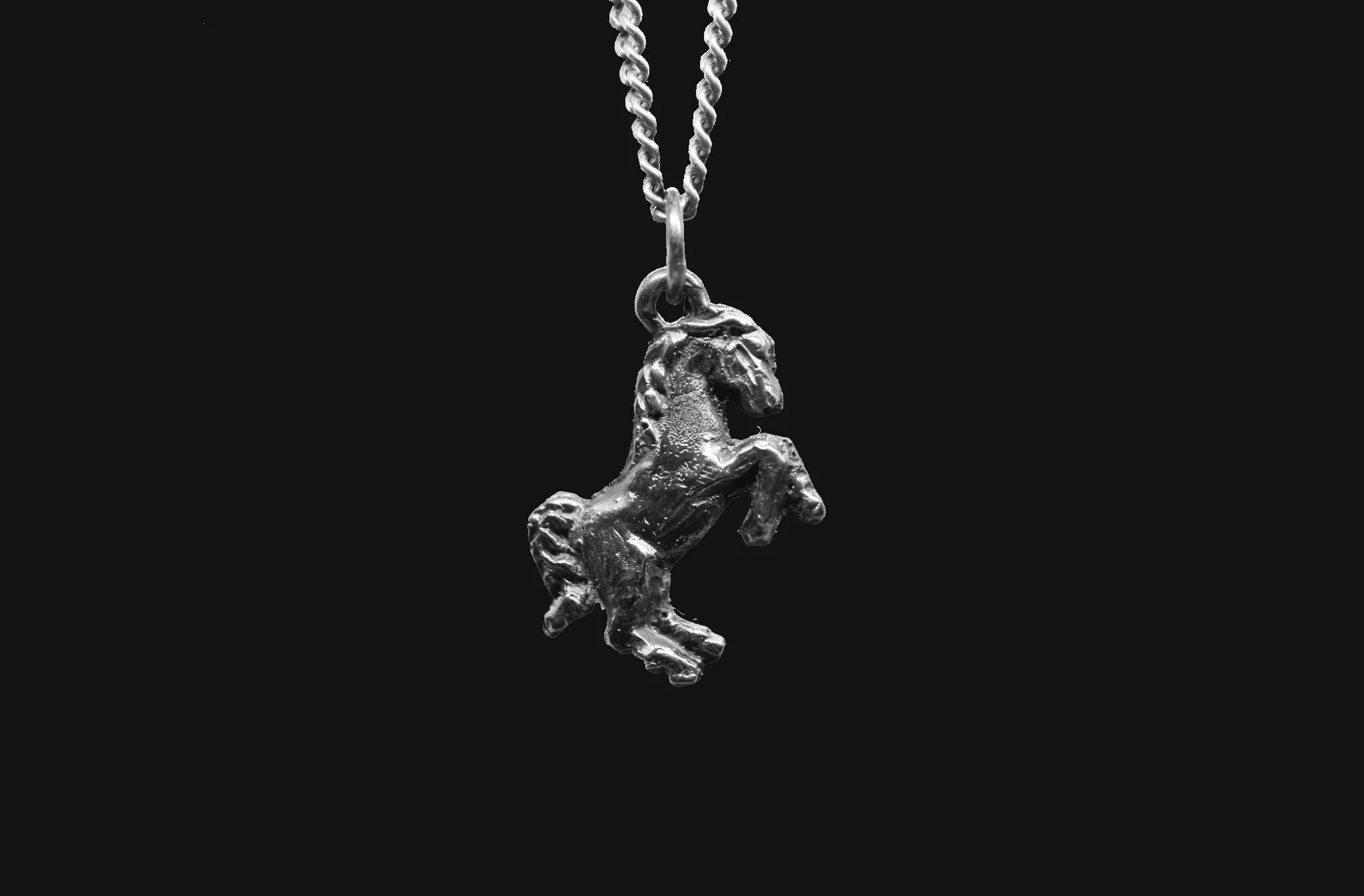 Rearing Horse Silver Pendant