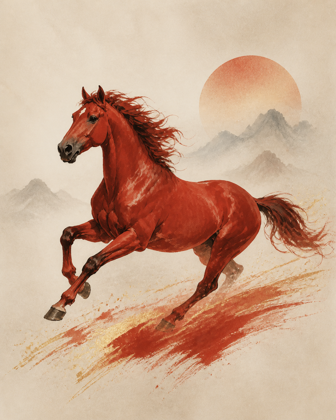 Chinese zodiac horse illustration for a Four Pillars BaZi reading