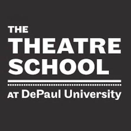 Black background with white text reading "The Theatre School at DePaul University."