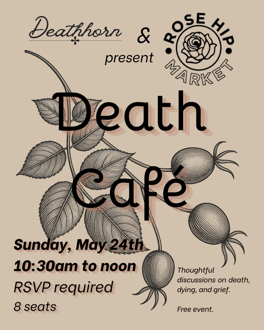 Death Café at Rose Hip Market May 2026