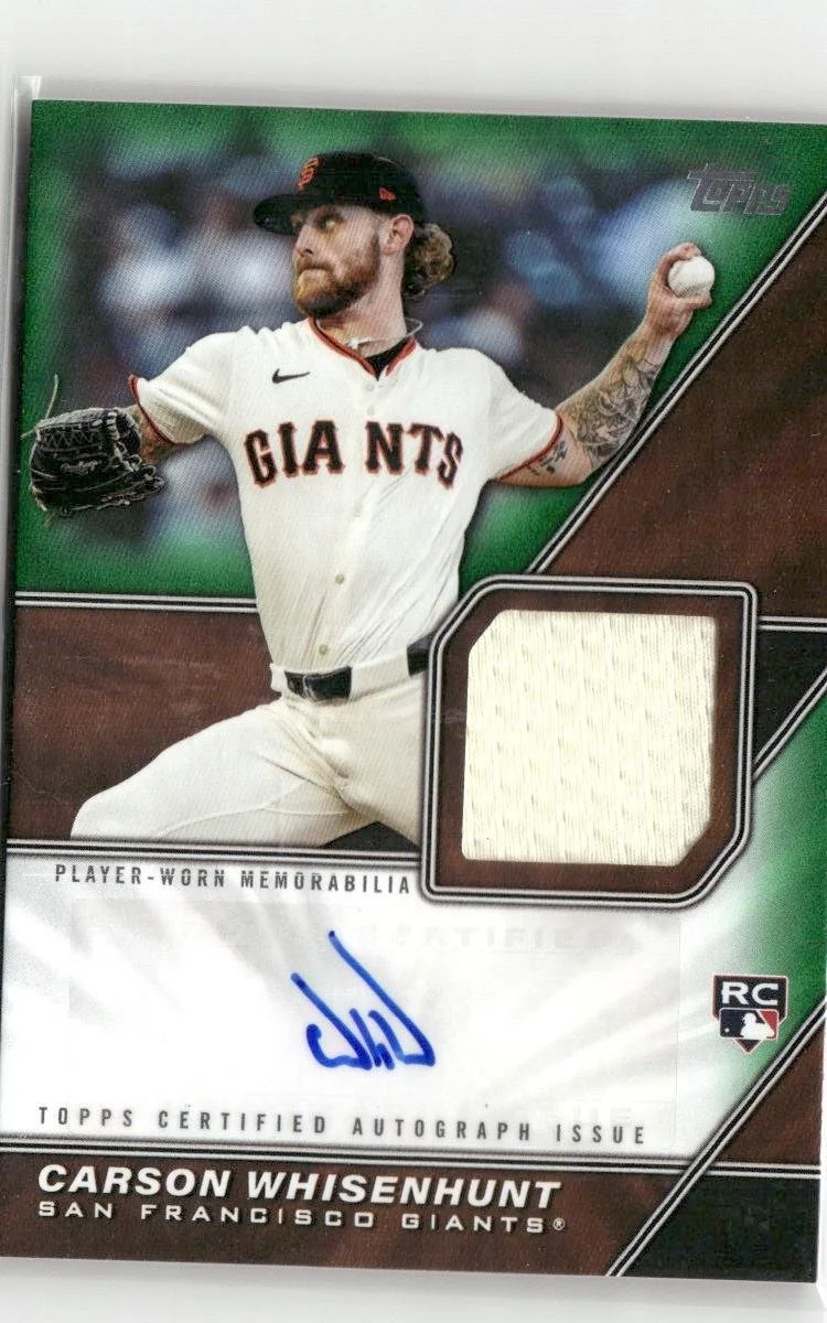 2026 Topps #MLMA-WHI Carson Whisenhunt  Materials Autographs Green #/99