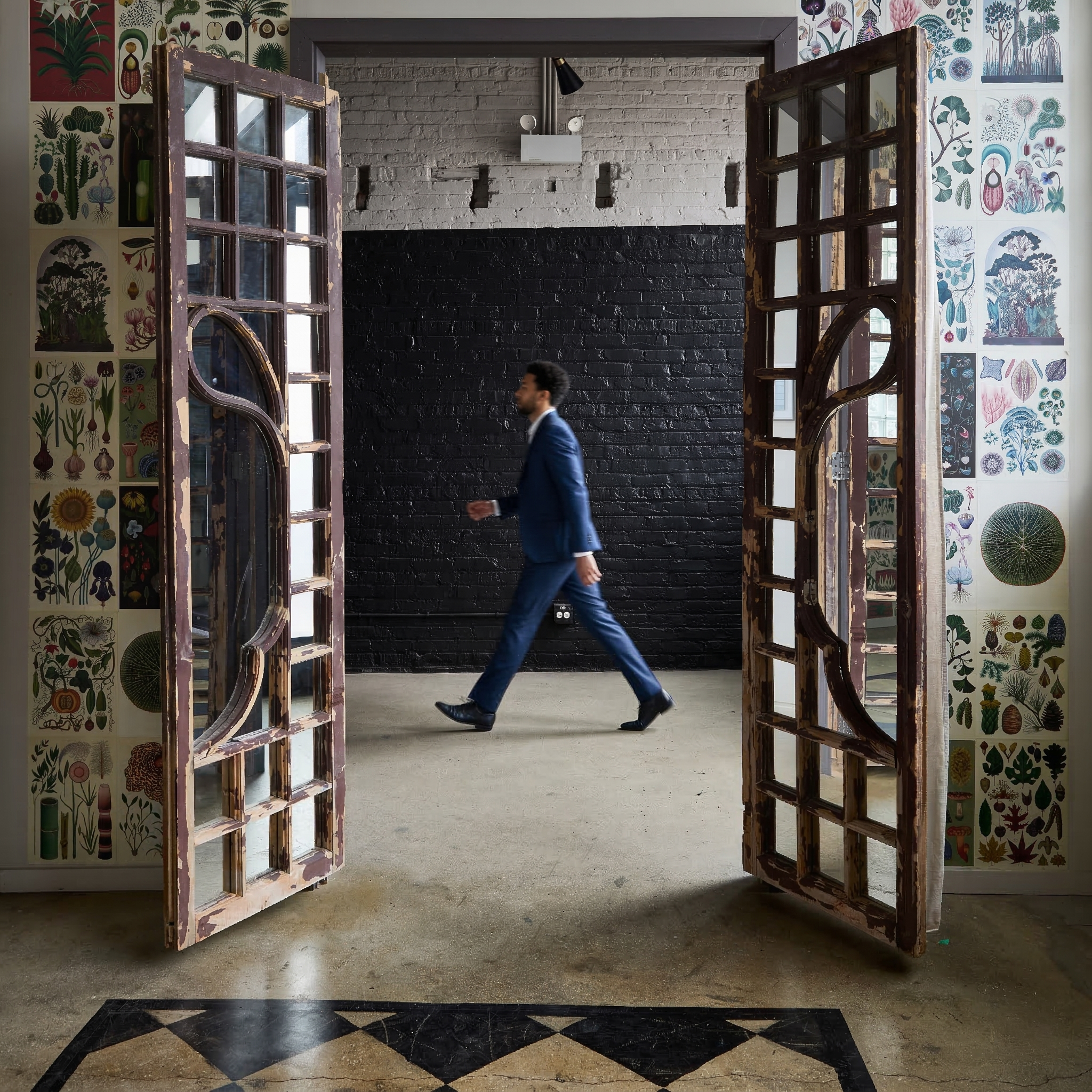 This space has such great vibes, with its exposed brick and mirrored wooden doors. It's not just a studio, it's also a cool hideout.