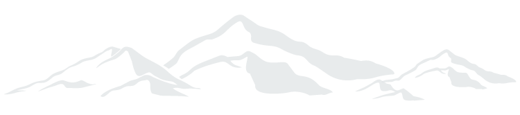 Stylized black and white mountain range with three prominent peaks.