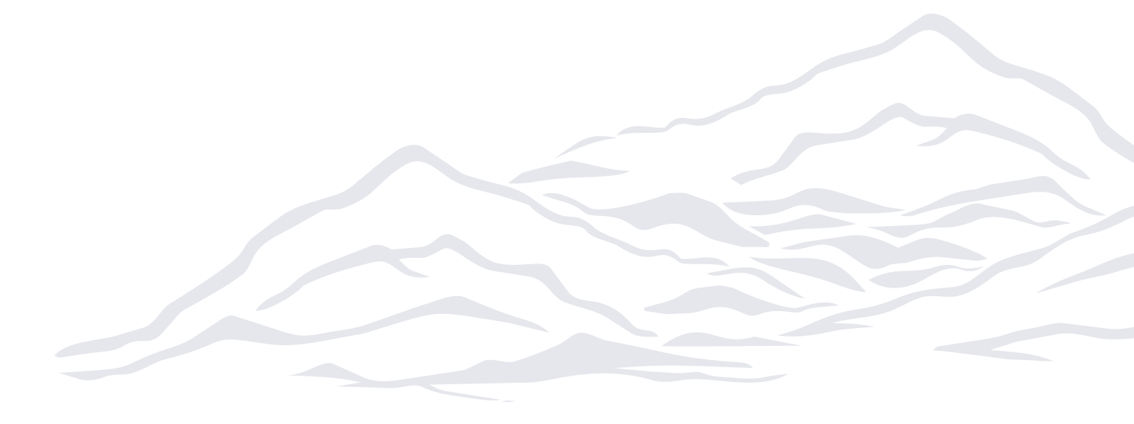 Silhouette of mountain range with multiple peaks and valleys in dark blue on black background.