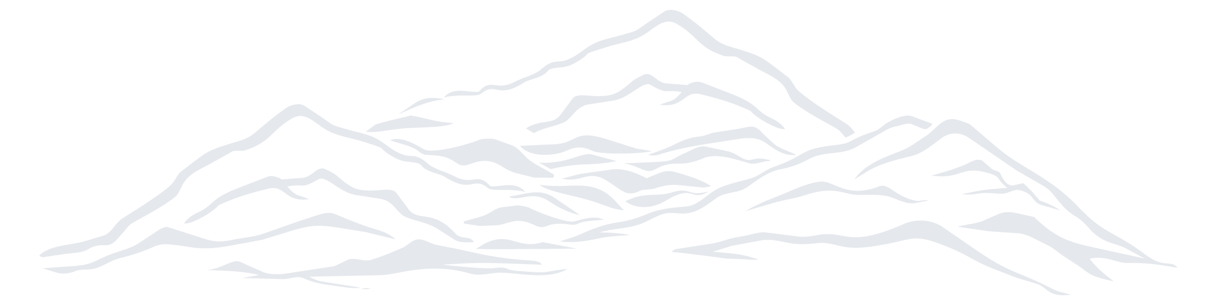 Outline of a mountain range with multiple peaks and valleys in dark blue on a black background.