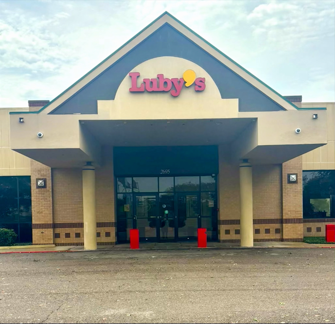 Exterior view of a Luby's restaurant with a large sign displaying the name above the entrance.