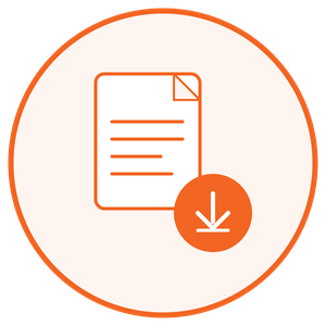 Icon of a document with lines of text and a download arrow below.