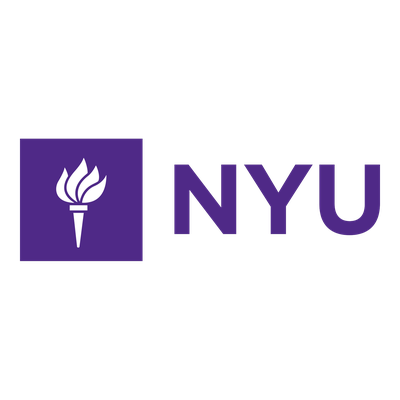 NYU logo featuring a torch inside a purple square next to the purple letters 'NYU'.