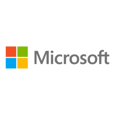 Microsoft logo with four colored squares and the word Microsoft.