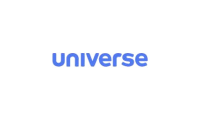The word 'universe' written in blue, stylized font against a black background.