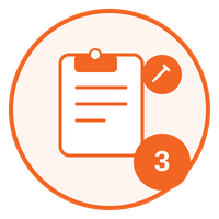 Icon of a clipboard with a pencil and a notification badge showing the number 3.