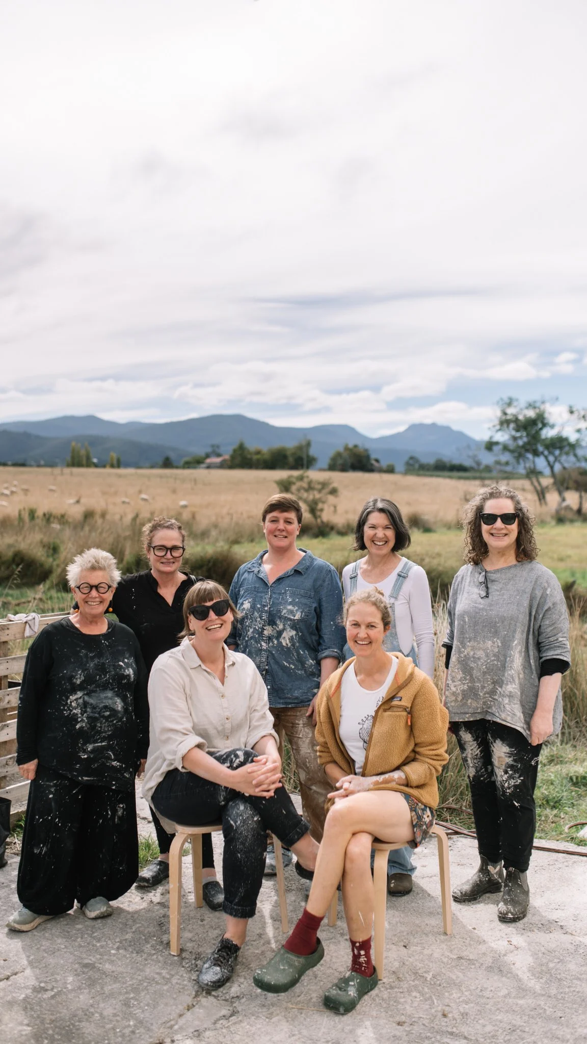 Pottery students and community group at Huon Valley Pottery studio in Tasmania