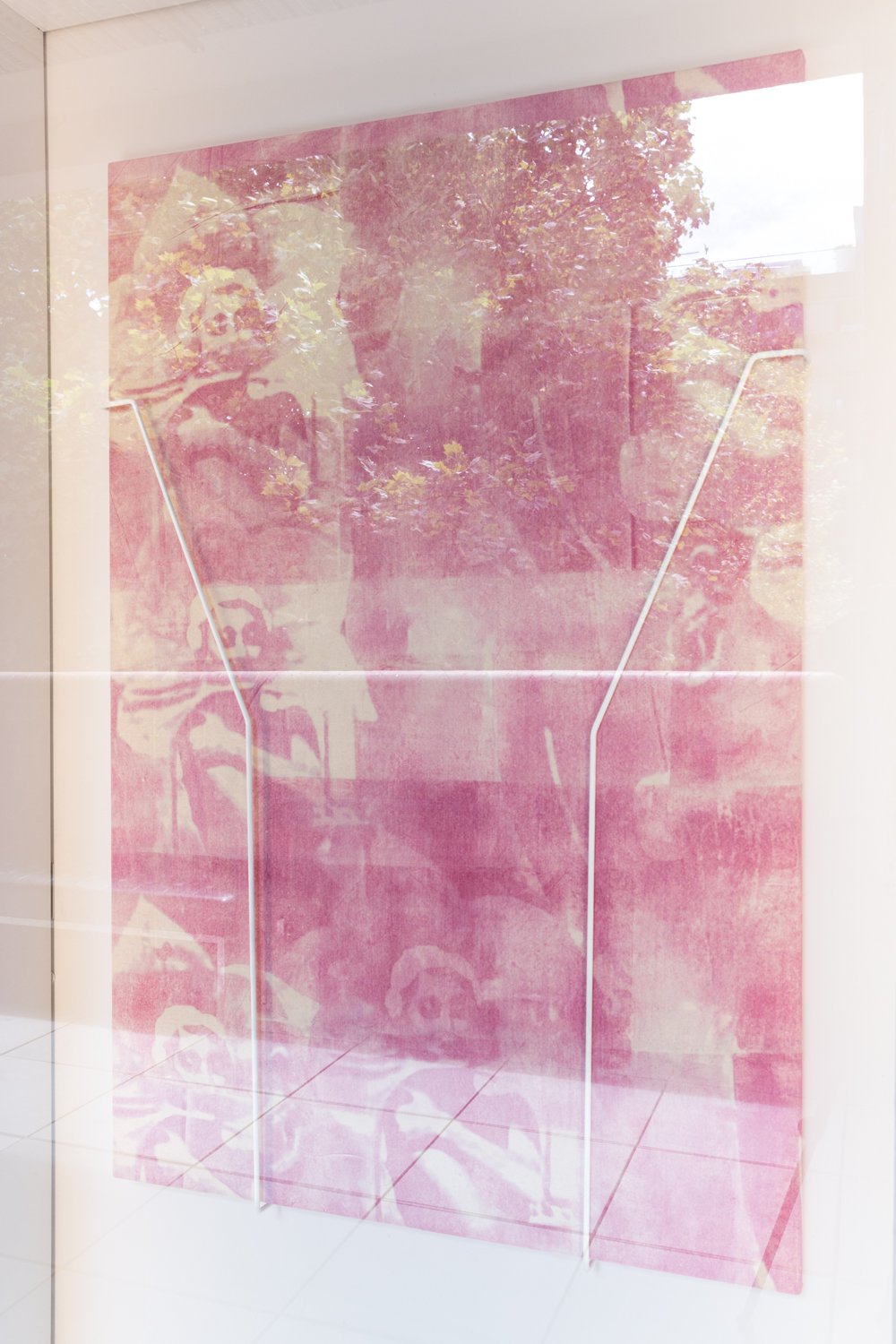  Water Street by Night   
2024.  
Inkjet print transfer via 'Gardenia' by Zara on calico, rabbit skin glue, custom mild steel frame, enamel paint.  
122 x 80 cm.  
Documentation by Janelle Low.