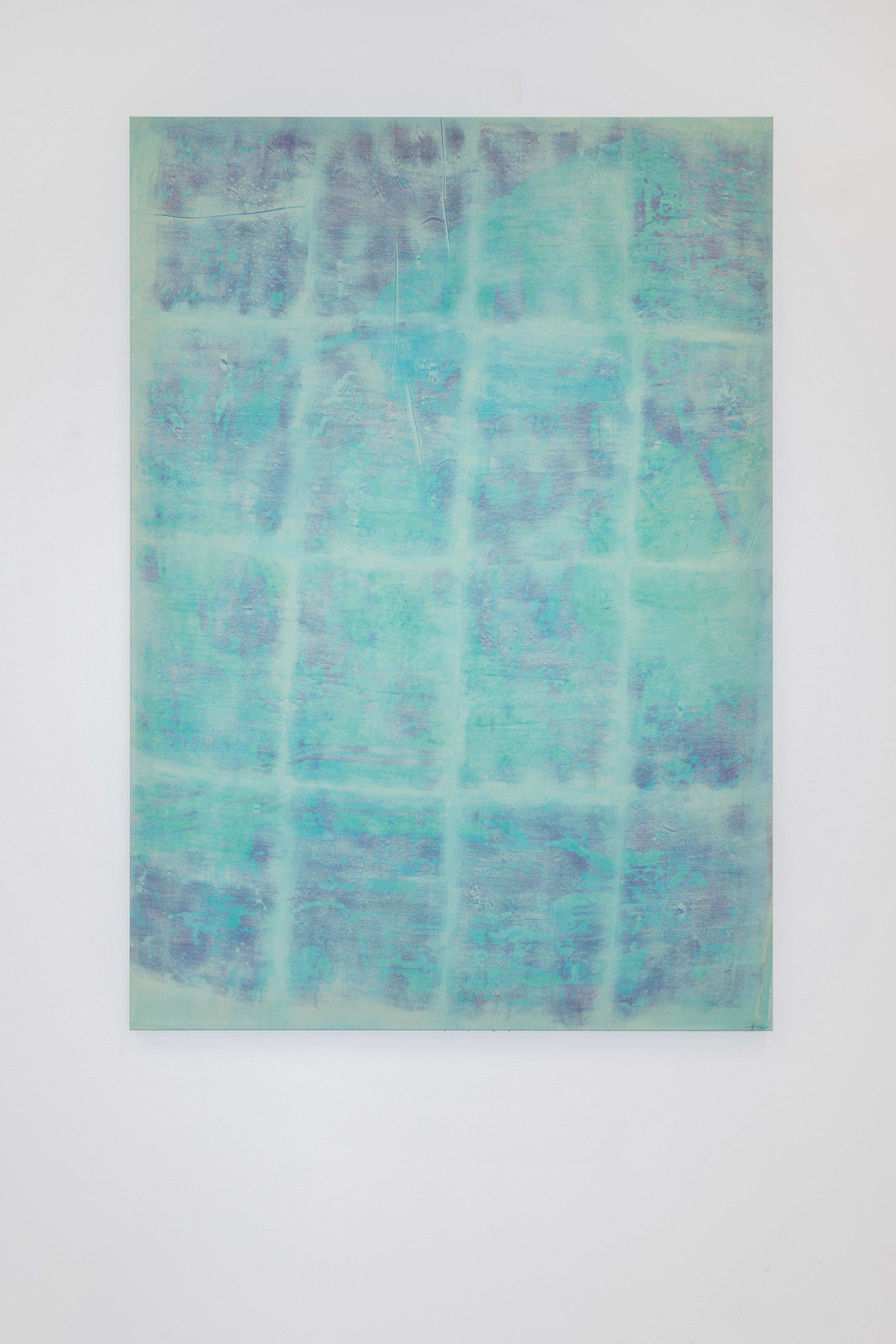 'Funeral Hues II'
2021. Inkjet print transfer via 'Midnight Heat' by Beyonce, 'Evamour' by Eva Longoria, and fabric dye on calico. 162 x 114 cm.