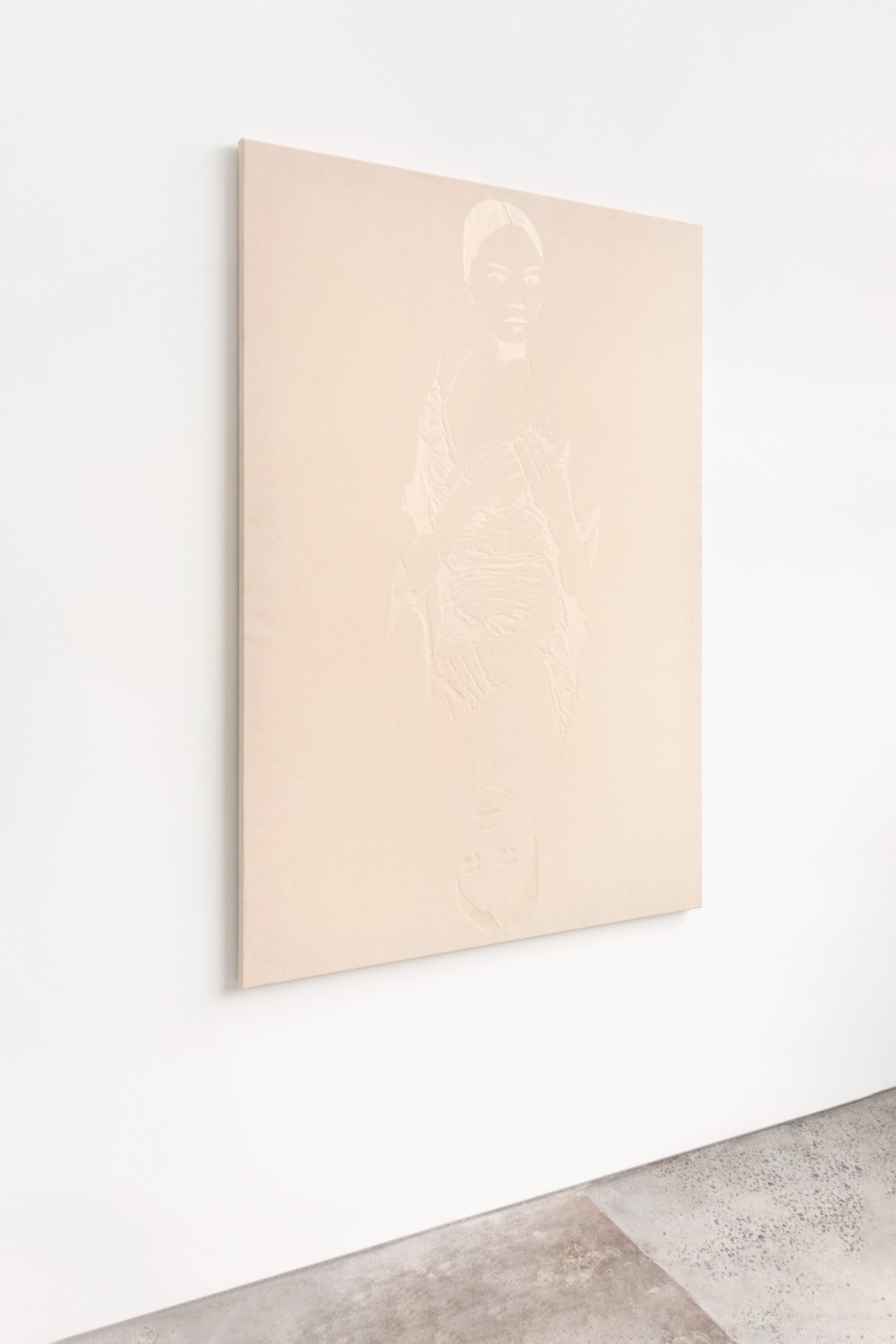  The Last Great Dynasty   
2025.   Rabbit skin glue on canvas.   162 x 114 cm.   Documentation by Panisa Ongwat.