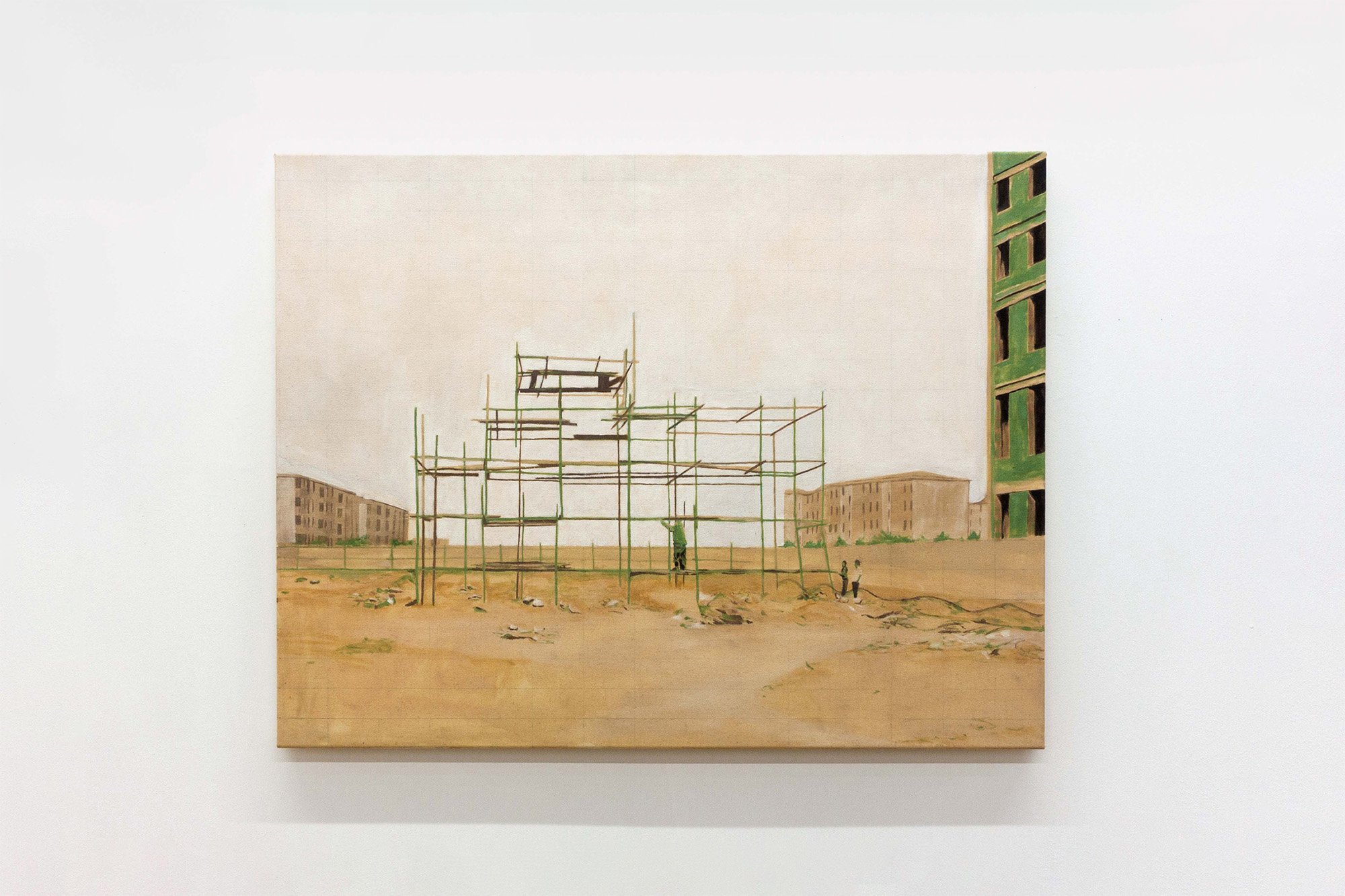  A Scaffolding under Construction   
2022.  
Oil and graphite on canvas.  
70 x 90 cm. 