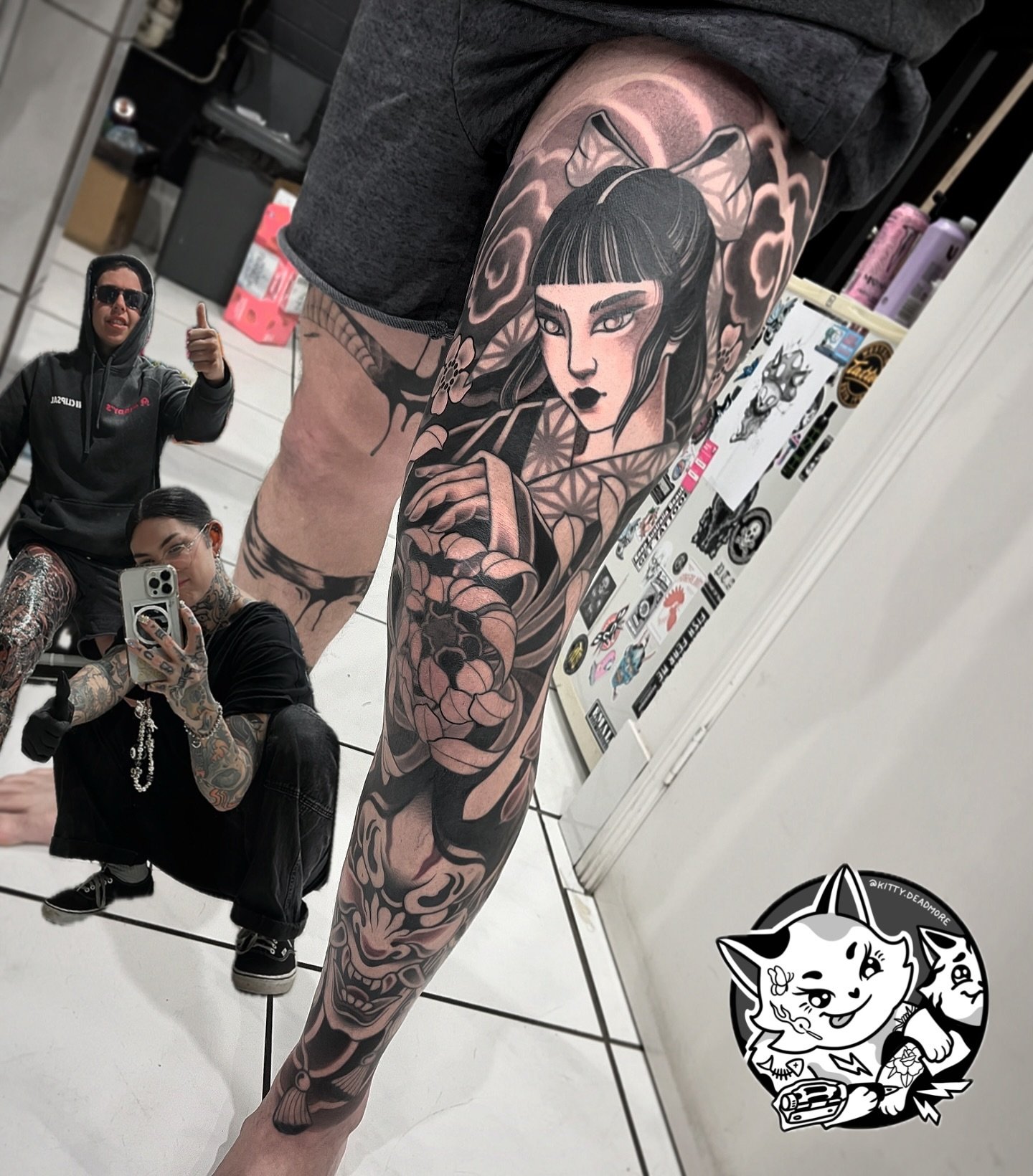 This photo was taken at 2am and I do not recommend it 😂 thank you so so much to @harrison.jakeey for your wild dedication to seeing this through. You&rsquo;re an absolute GOAT. 

As always made with @vaiderzneedles and @dynamiccolor black and grey ?